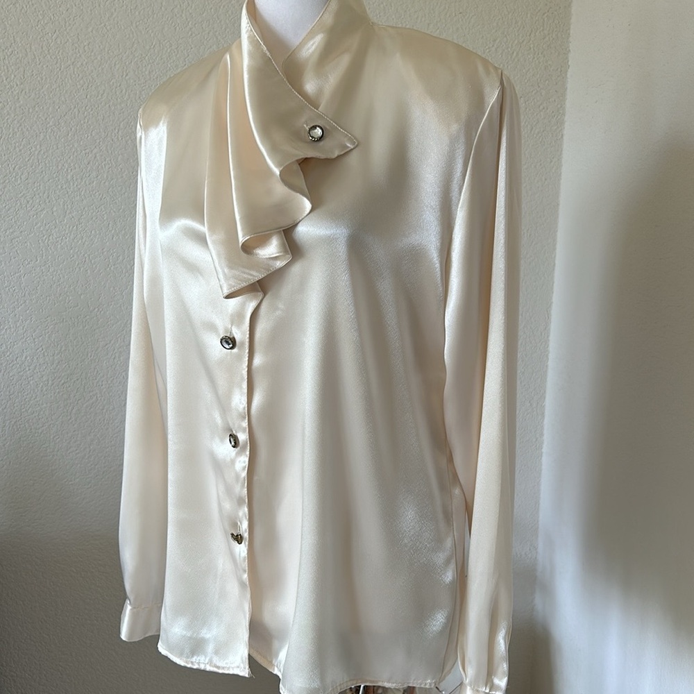 Michelle Stuart Long Sleeve Satin Blouse